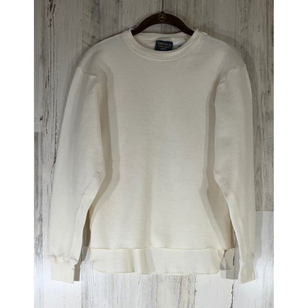 Smiths Workwear Thermal Shirt Large Cream Waffle Knit Crew Neck